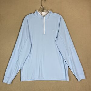 Deolax Sweater‎ Mens L Light Blue 1/4 Zip Golf Pullover Long Sleeve Performance